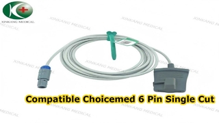 Uhr: Kompatibler Choicemed 6-poliger Single-Cut-Direct-Spo2-Sensor für Erwachsene, Finger weich, 2,8 m