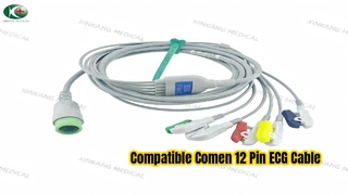 Watch: Compatible Comen 12 Pin  ECG Cable 5 Leads Clip Type IEC   