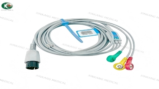 Watch:Compatible Edan 6 Pin  ECG Cable 5 Leads Snap Type IEC
