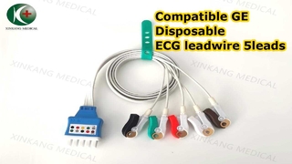 Watch:Compatible GE Disposable ECG leadwire 5leads Clip AHA