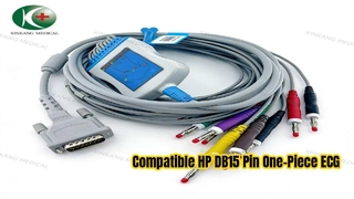 Watch:Compatible HP DB15 Pin One-Piece ECG Cable with Banana Plugs (10 leads) 