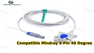 Watch: Compatible Mindray 6 Pin 40 Degree Direct Spo2 Sensor Adult Finger Soft 2.8M 