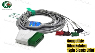Watch:Compatible NihonKohden 12pin 5leads Child Neonatal clip AHA